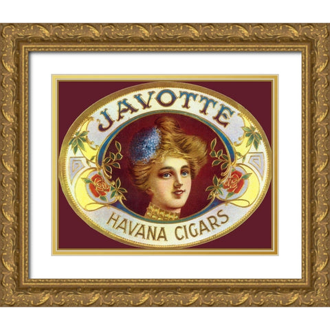 Vintage Adv Javotte Havana Cigars Gold Ornate Wood Framed Art Print with Double Matting by Vintage Apple Collection