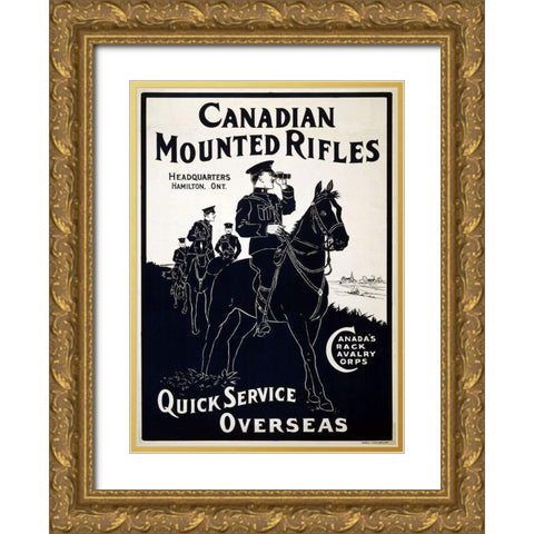 Canadian Mounties Gold Ornate Wood Framed Art Print with Double Matting by Vintage Apple Collection