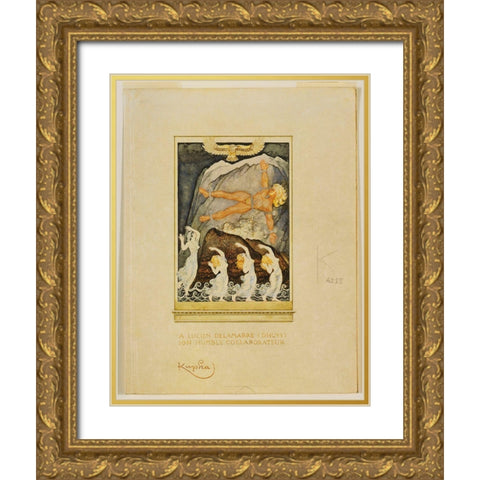 Frantisek Kupka - Prometheus Gold Ornate Wood Framed Art Print with Double Matting by Vintage Apple Collection