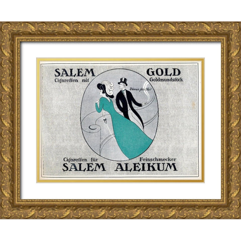 Gold Cigaretten Gold Ornate Wood Framed Art Print with Double Matting by Vintage Apple Collection