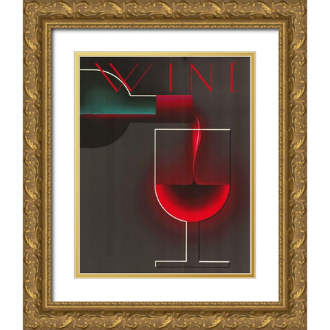 Wine Deco Gold Ornate Wood Framed Art Print with Double Matting by Vintage Apple Collection