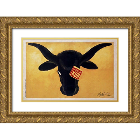 Steer Capp Gold Ornate Wood Framed Art Print with Double Matting by Vintage Apple Collection