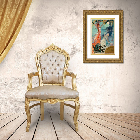 Folies Bergere Pal Gold Ornate Wood Framed Art Print with Double Matting by Vintage Apple Collection