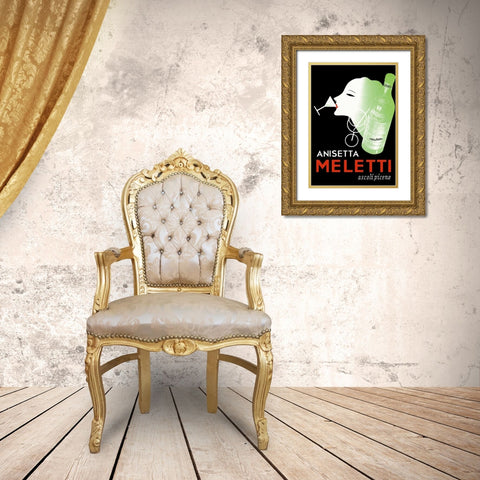 Meletti Anisette Gold Ornate Wood Framed Art Print with Double Matting by Vintage Apple Collection