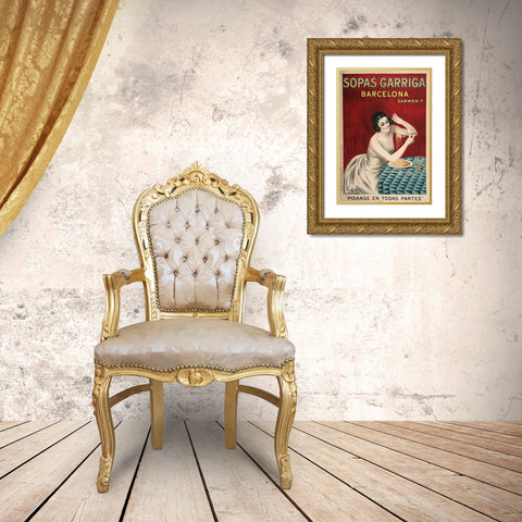 Sopas Garriga Gold Ornate Wood Framed Art Print with Double Matting by Vintage Apple Collection