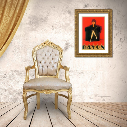 Rayon Gold Ornate Wood Framed Art Print with Double Matting by Vintage Apple Collection