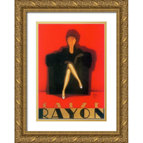Rayon Gold Ornate Wood Framed Art Print with Double Matting by Vintage Apple Collection