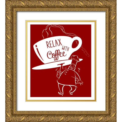 Cawfee Gold Ornate Wood Framed Art Print with Double Matting by Vintage Apple Collection