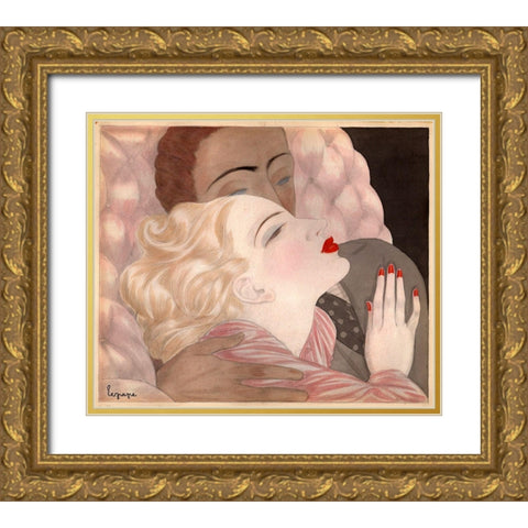 Love By Le Pape Gold Ornate Wood Framed Art Print with Double Matting by Vintage Apple Collection