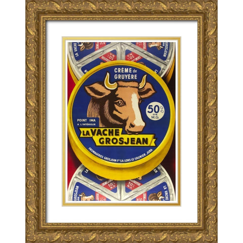 French Cheese Gruyere Gold Ornate Wood Framed Art Print with Double Matting by Vintage Apple Collection