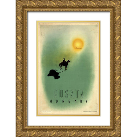 Hungary Gold Ornate Wood Framed Art Print with Double Matting by Vintage Apple Collection