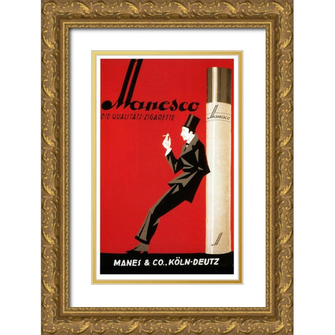 Manesco Gold Ornate Wood Framed Art Print with Double Matting by Vintage Apple Collection