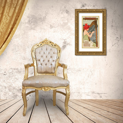 Redhead Harp Gold Ornate Wood Framed Art Print with Double Matting by Vintage Apple Collection