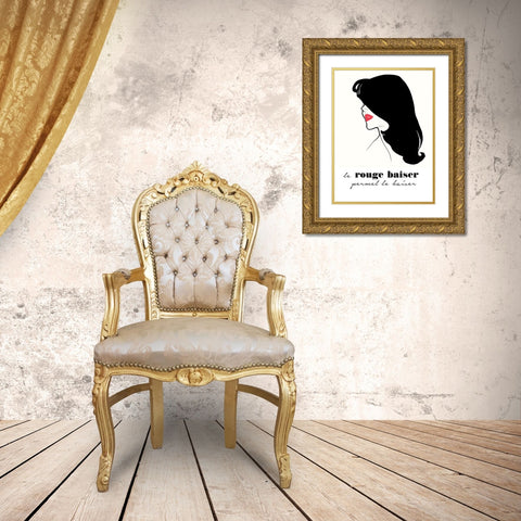Rouge Baiser Gold Ornate Wood Framed Art Print with Double Matting by Vintage Apple Collection