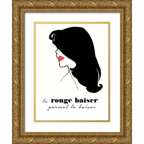 Rouge Baiser Gold Ornate Wood Framed Art Print with Double Matting by Vintage Apple Collection