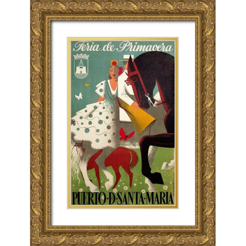 festival of spring Gold Ornate Wood Framed Art Print with Double Matting by Vintage Apple Collection