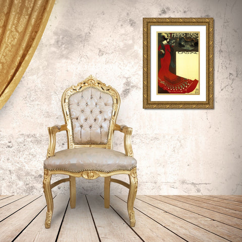 Art Nouveau Sign Gold Ornate Wood Framed Art Print with Double Matting by Vintage Apple Collection