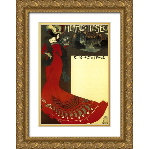 Art Nouveau Sign Gold Ornate Wood Framed Art Print with Double Matting by Vintage Apple Collection