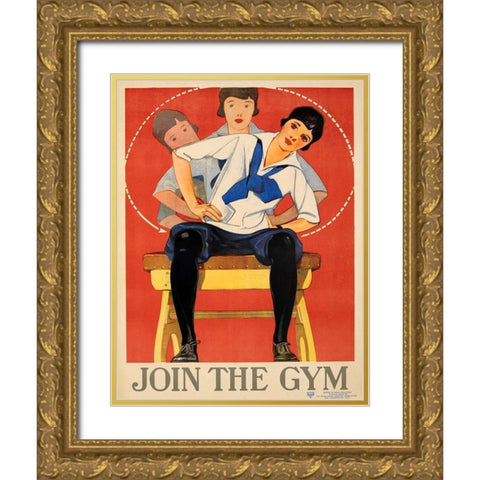 Join the Gym Gold Ornate Wood Framed Art Print with Double Matting by Vintage Apple Collection