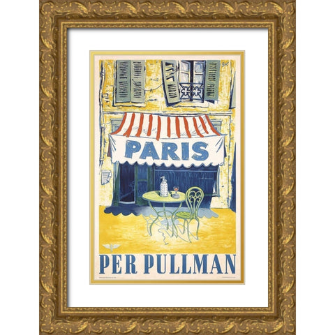 Paris Cafe Gold Ornate Wood Framed Art Print with Double Matting by Vintage Apple Collection