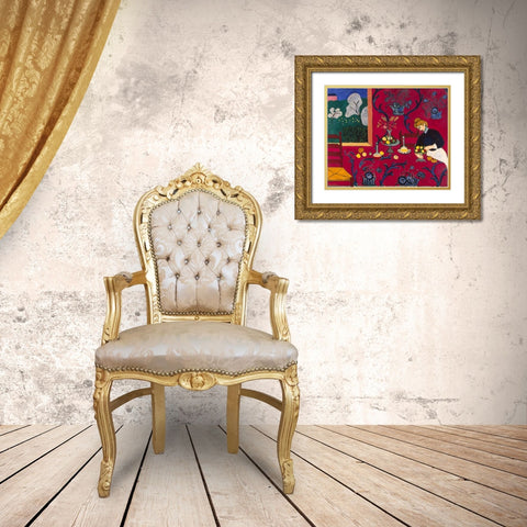 Harmony in Red Matisse Gold Ornate Wood Framed Art Print with Double Matting by Vintage Apple Collection