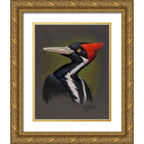 Ivory Billed Portrait Gold Ornate Wood Framed Art Print with Double Matting by Goebel, Wilhelm