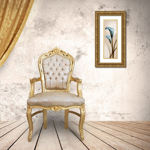 Blue Calla Lily Gold Ornate Wood Framed Art Print with Double Matting by Koetsier, Albert