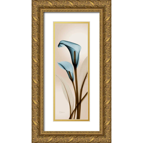 Blue Calla Lily Gold Ornate Wood Framed Art Print with Double Matting by Koetsier, Albert
