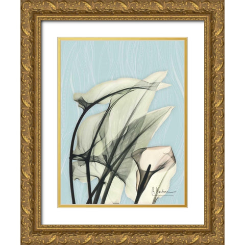 Calla Lily Leaves Gold Ornate Wood Framed Art Print with Double Matting by Koetsier, Albert
