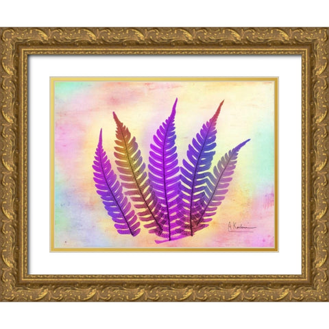 Retroluxed Fern Gold Ornate Wood Framed Art Print with Double Matting by Koetsier, Albert