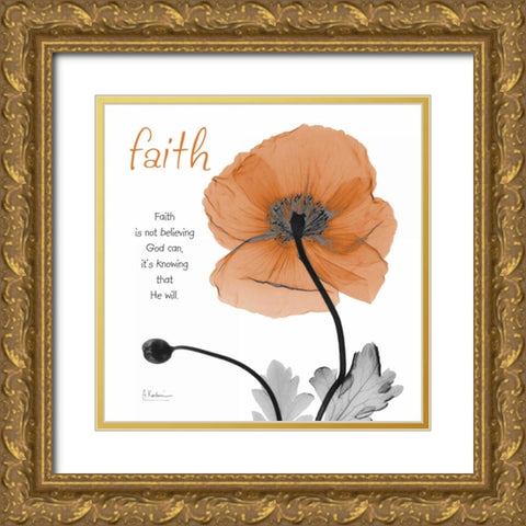 Iceland Poppy Faith Gold Ornate Wood Framed Art Print with Double Matting by Koetsier, Albert