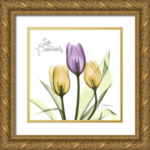 Live Passionately Tulips Gold Ornate Wood Framed Art Print with Double Matting by Koetsier, Albert