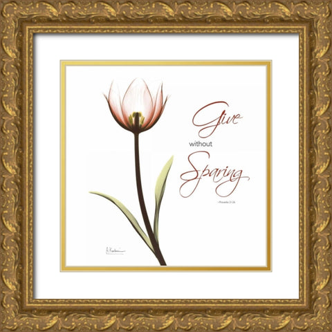 Giving Tulip C69 Gold Ornate Wood Framed Art Print with Double Matting by Koetsier, Albert