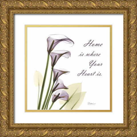 Calla Lilies Home Gold Ornate Wood Framed Art Print with Double Matting by Koetsier, Albert