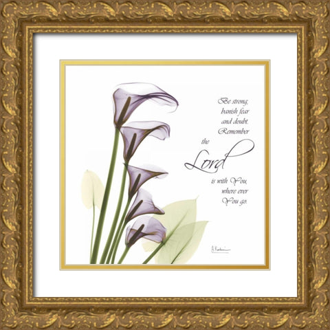 Calla Lilies Remember Gold Ornate Wood Framed Art Print with Double Matting by Koetsier, Albert