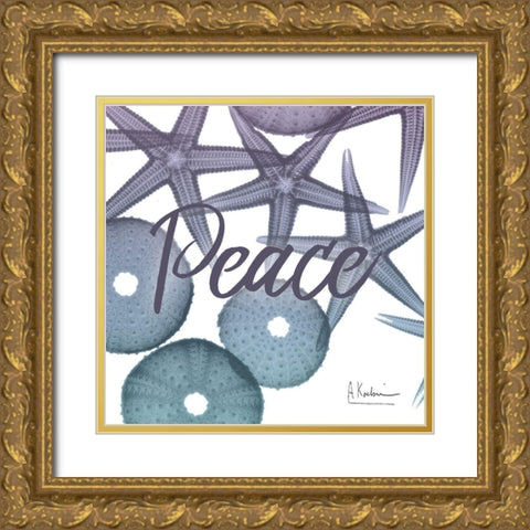 Peaceful Starfish Gold Ornate Wood Framed Art Print with Double Matting by Koetsier, Albert