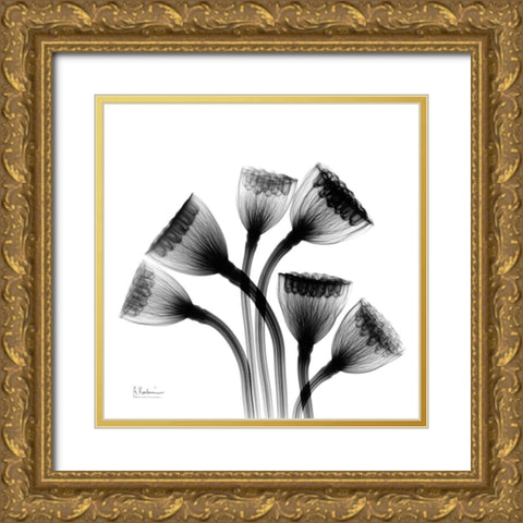 Lotus Lamps Gold Ornate Wood Framed Art Print with Double Matting by Koetsier, Albert