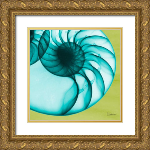 Neon Nautilus Gold Ornate Wood Framed Art Print with Double Matting by Koetsier, Albert