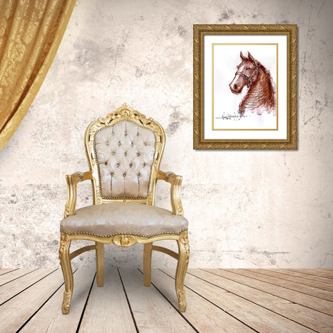 Horse 2 Gold Ornate Wood Framed Art Print with Double Matting by Rudraksi, Ashwini