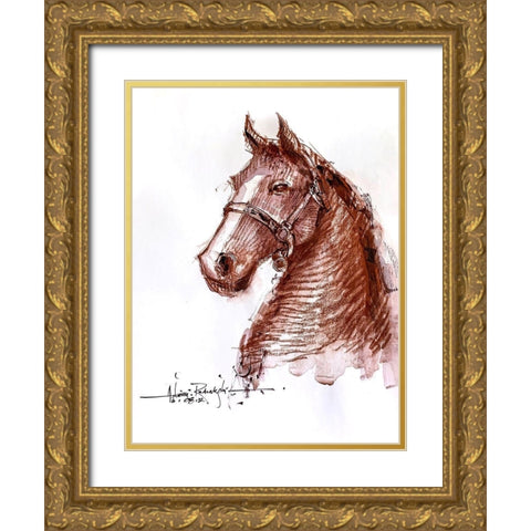 Horse 2 Gold Ornate Wood Framed Art Print with Double Matting by Rudraksi, Ashwini