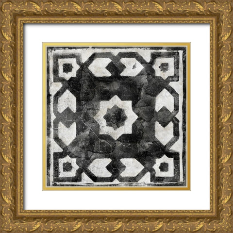 Black Tile Light 2 Gold Ornate Wood Framed Art Print with Double Matting by Saunders, Alonzo