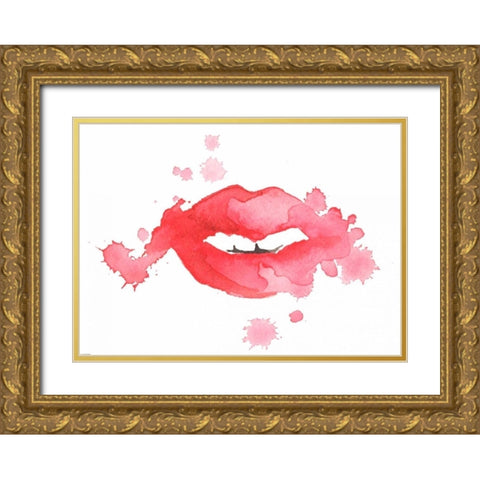 Zebra Splash Gold Ornate Wood Framed Art Print with Double Matting by Zyburt, Alicia