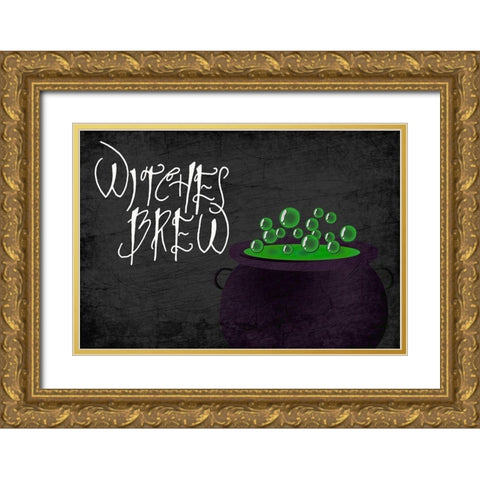 Witches Brew Gold Ornate Wood Framed Art Print with Double Matting by Bailey, Ann
