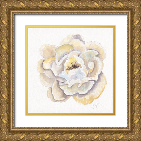 Backyard Peony II Gold Ornate Wood Framed Art Print with Double Matting by Dyer, Beverly