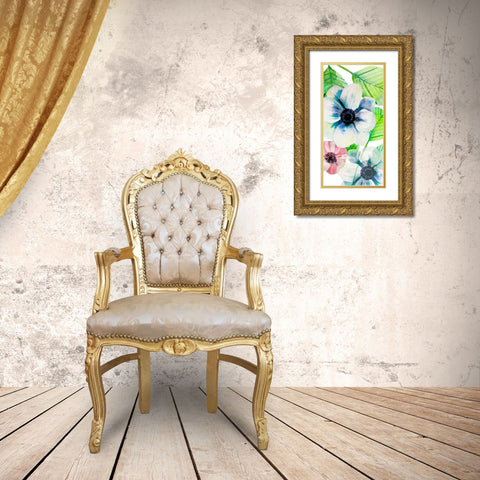 Flower Panel 1 Gold Ornate Wood Framed Art Print with Double Matting by Boho Hue Studio