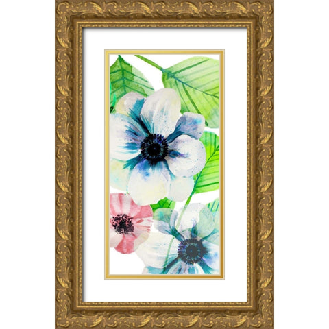 Flower Panel 1 Gold Ornate Wood Framed Art Print with Double Matting by Boho Hue Studio