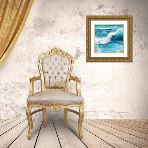 Sea Stroll Gold Ornate Wood Framed Art Print with Double Matting by Boho Hue Studio