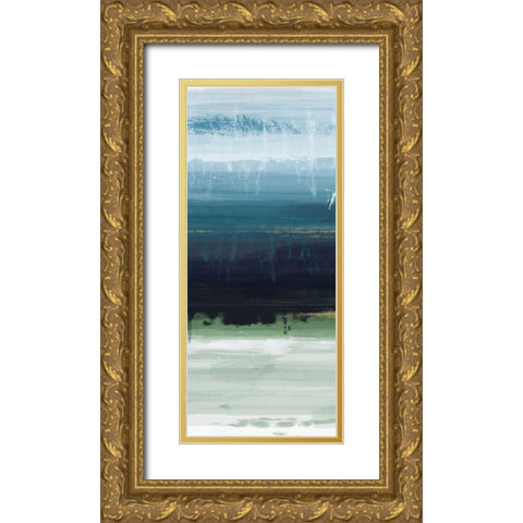 Trio Blues A Gold Ornate Wood Framed Art Print with Double Matting by Alvarez, Cynthia