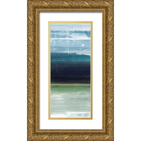 Trio Blues C Gold Ornate Wood Framed Art Print with Double Matting by Alvarez, Cynthia