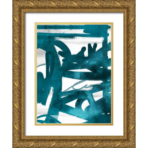 Blue Cynthia 1 Gold Ornate Wood Framed Art Print with Double Matting by Alvarez, Cynthia